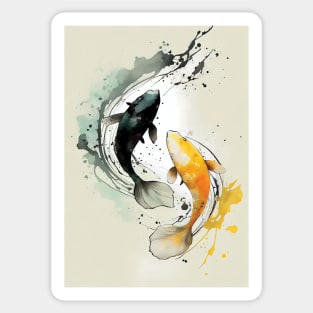 Graceful Koi: Prosperity in Ink Sticker